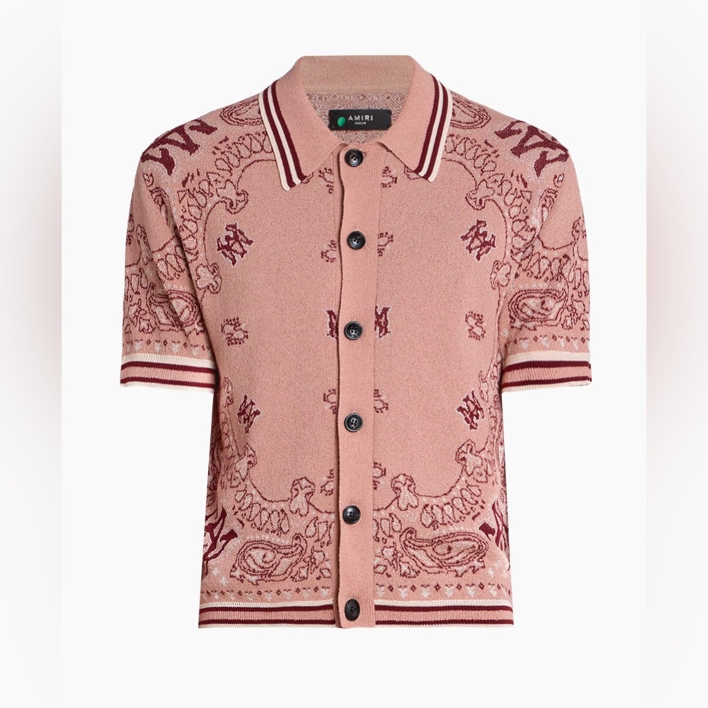 Amiri Bandana Jacquard Polo Cardigan
